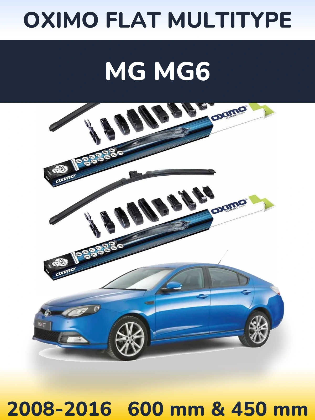 Sada předních stěračů Oximo Flat MultiType 600 a 450 mm pro MG MG6 2008-2016