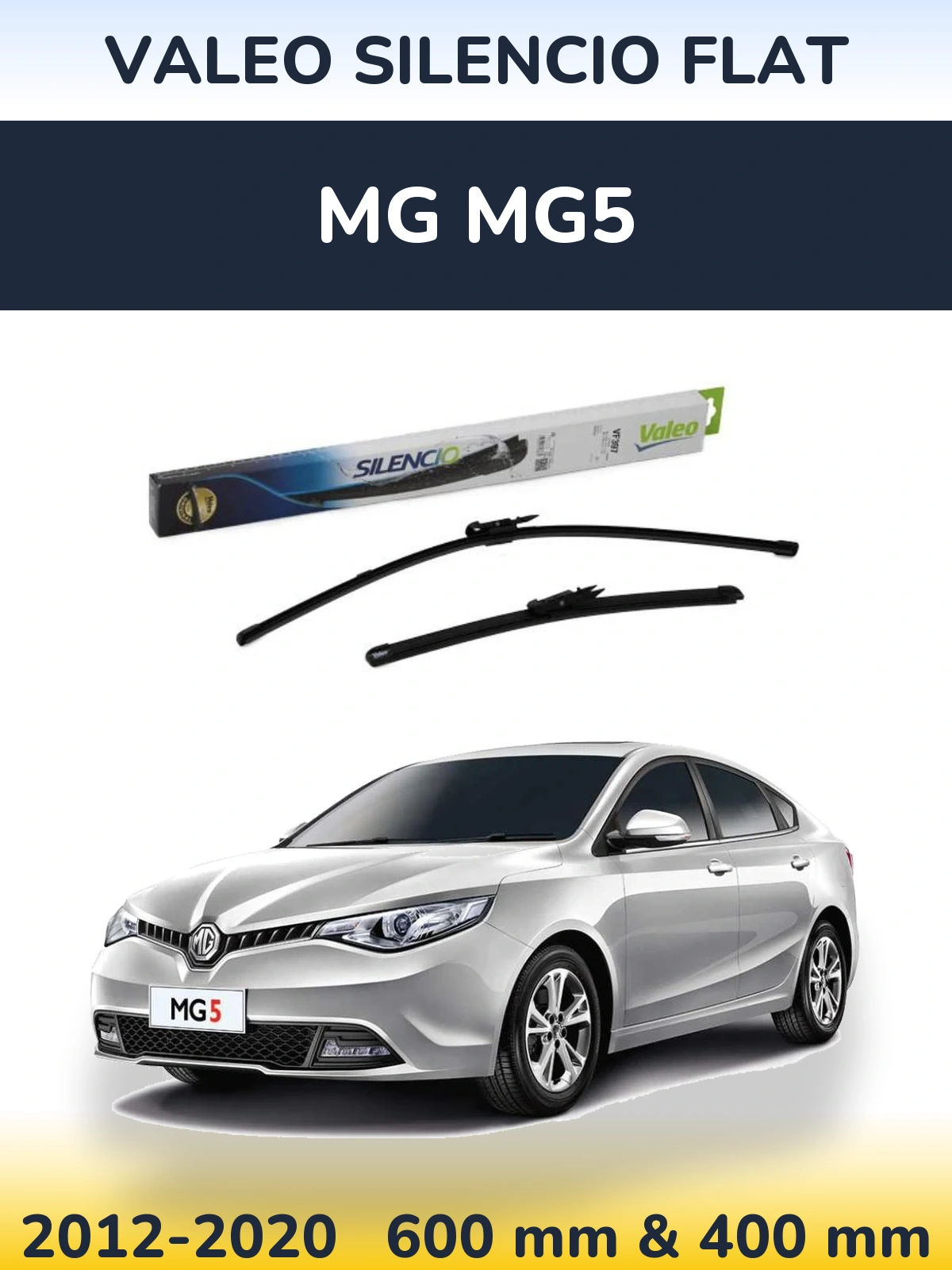 Комплект передніх щіток Valeo Silencio Flat 600 & 380 мм для MG MG5 2012-2020