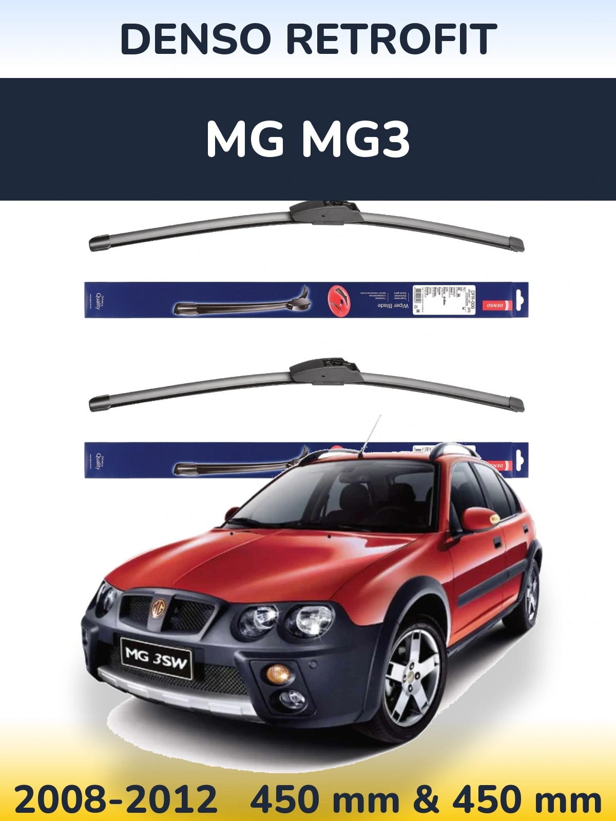 Sada předních stěračů Denso Retrofit 450 a 450 mm pro MG MG3 2008-2012