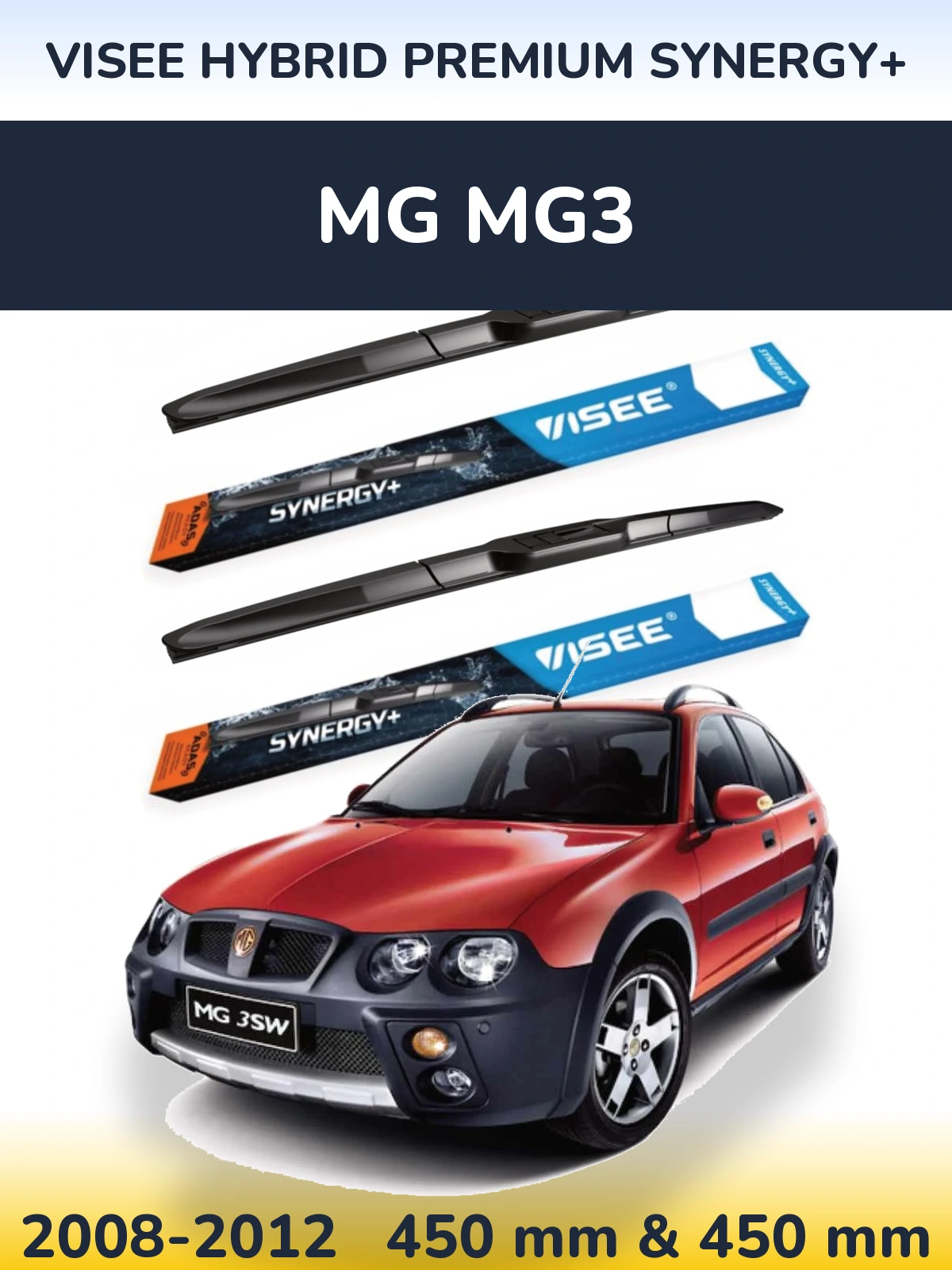 Sada předních stěračů VISEE HYBRID PREMIUM SYNERGY+ 450 a 450 mm pro MG MG3 2008-2012
