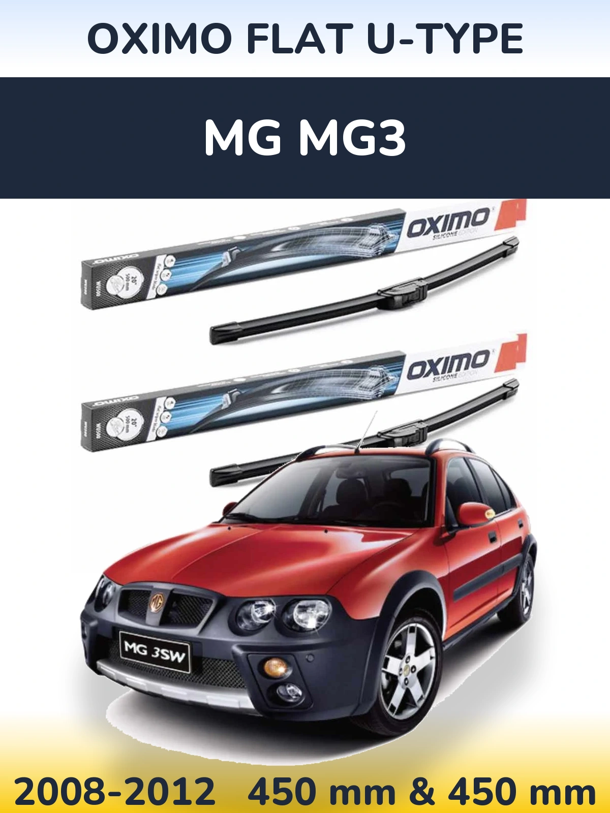 Sada předních stěračů Oximo Flat U-type 450 a 450 mm pro MG MG3 2008-2012