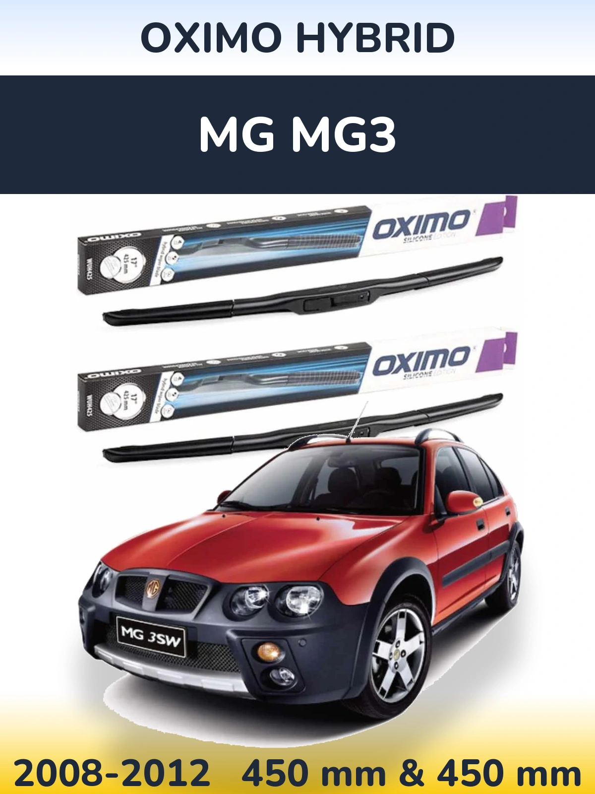 Sada předních stěračů Oximo Hybrid 450 a 450 mm pro MG MG3 2008-2012