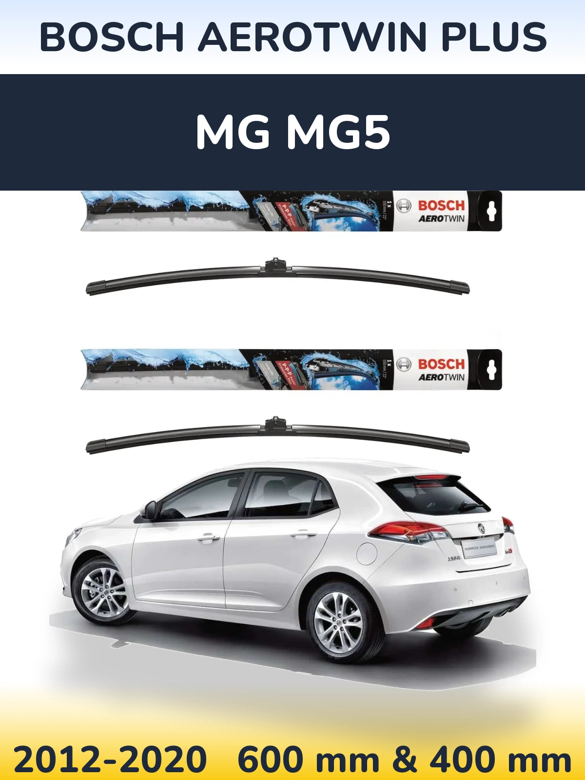 Sada předních stěračů BOSCH AeroTwin Plus 600 a 400 mm pro MG MG5 2012-2020