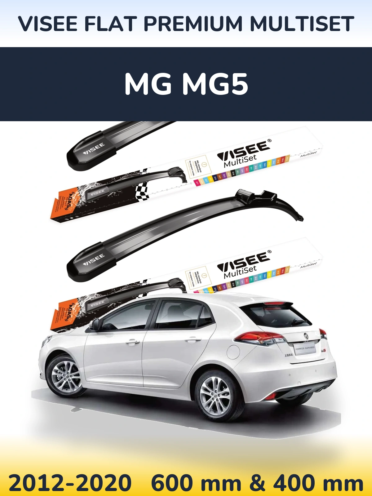 Sada předních stěračů VISEE FLAT PREMIUM MultiSet 600 a 400 mm pro MG MG5 2012-2020