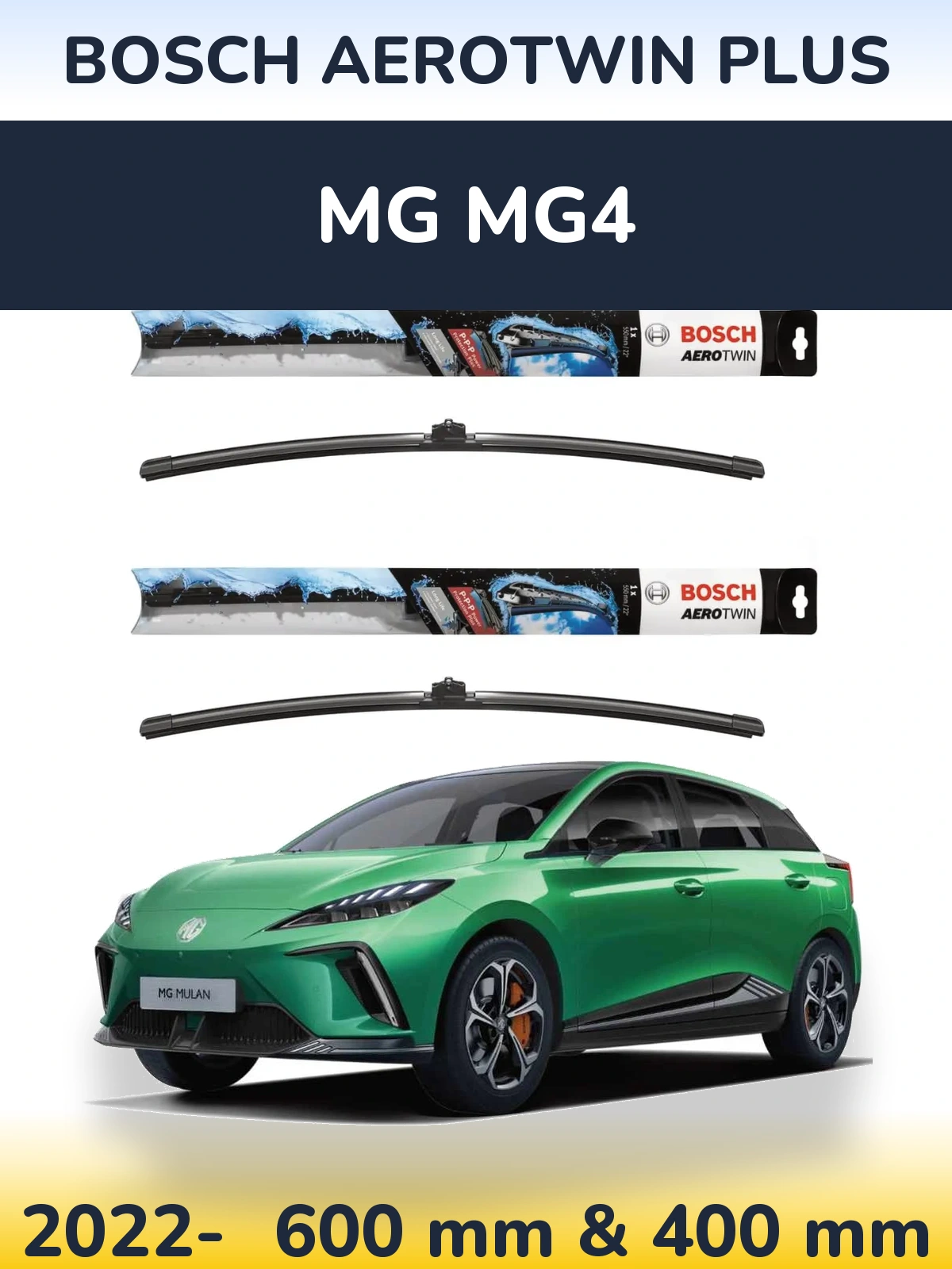 Sada předních stěračů BOSCH AeroTwin Plus 600 a 400 mm pro MG MG4 2022-2026