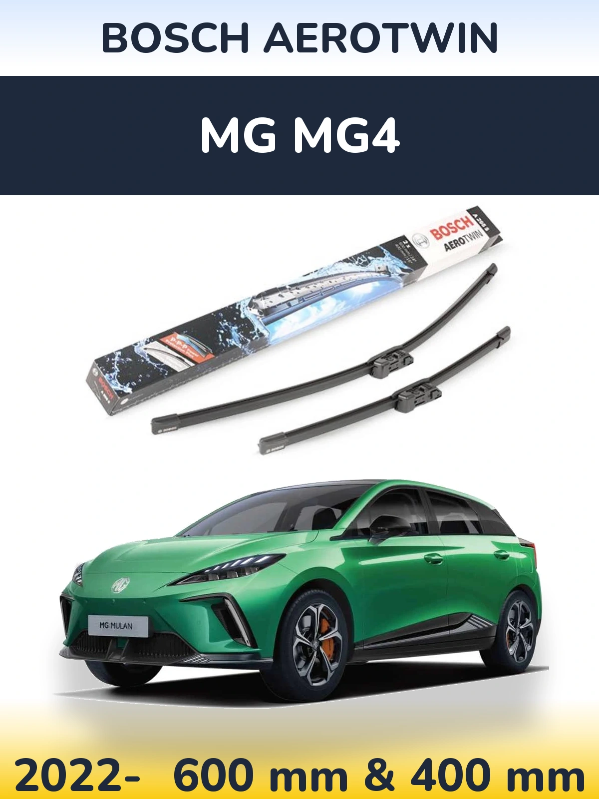 Комплект передніх щіток BOSCH AeroTwin 600 & 400 мм для MG MG4 2022-2026