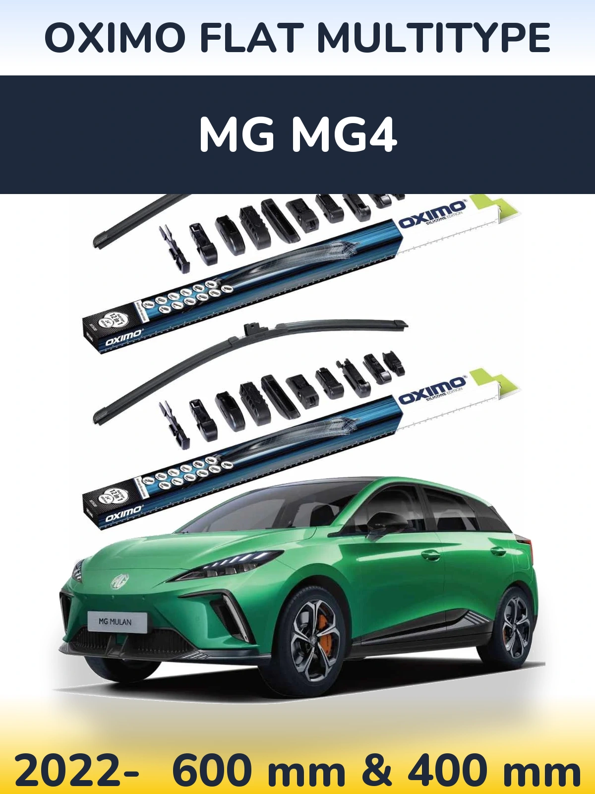 Sada předních stěračů Oximo Flat MultiType 600 a 400 mm pro MG MG4 2022-2026