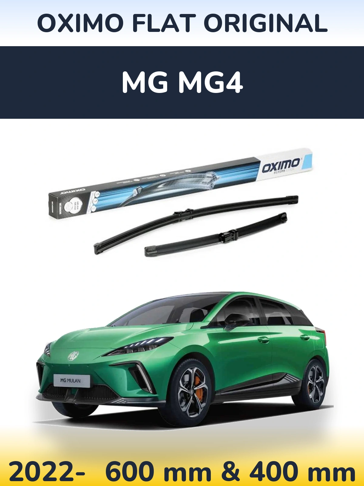 Комплект передніх щіток Oximo Flat Original 600 & 400 мм для MG MG4 2022-2026