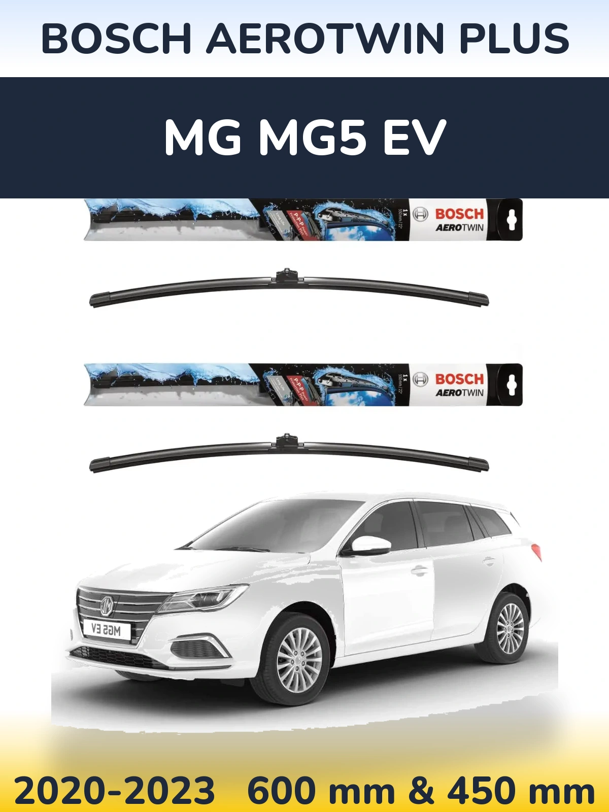 Комплект передніх щіток BOSCH AeroTwin Plus 600 & 450 мм для MG MG5 EV 2020-2023