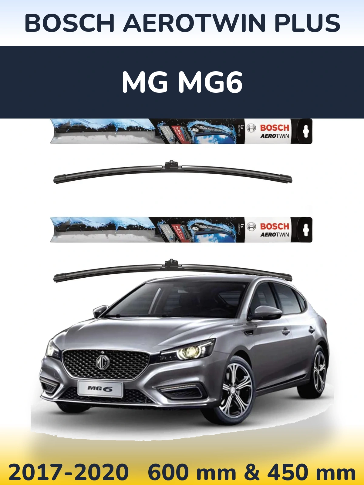 Комплект передніх щіток BOSCH AeroTwin Plus 600 & 450 мм для MG MG6 2017-2020