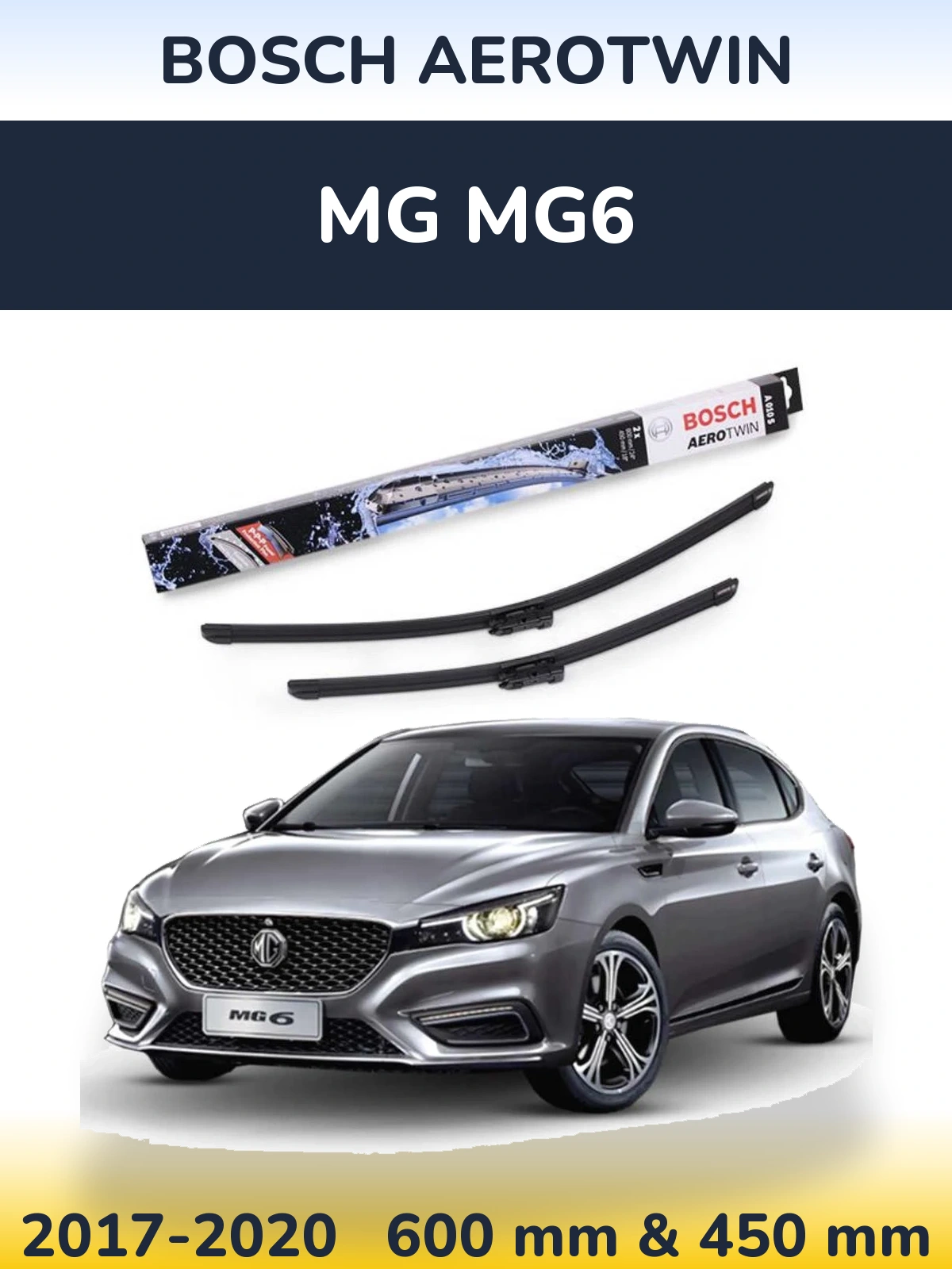Sada předních stěračů BOSCH AeroTwin 600 a 450 mm pro MG MG6 2017-2020