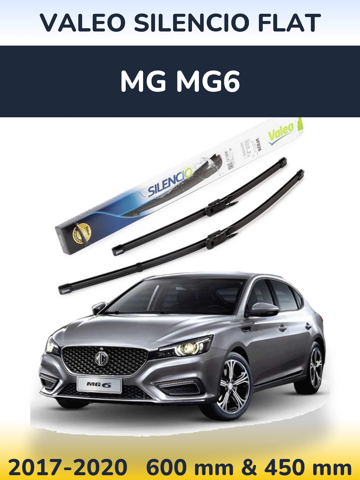 Комплект передніх щіток Valeo Silencio Flat 600 & 450 мм для MG MG6 2017-2020