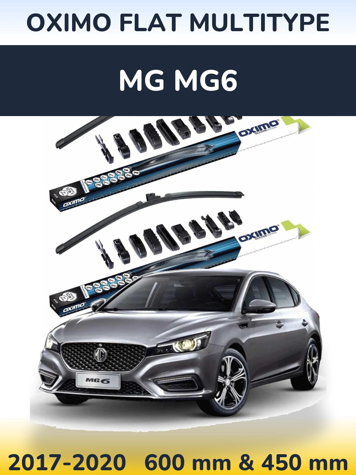 Sada předních stěračů Oximo Flat MultiType 600 a 450 mm pro MG MG6 2017-2020