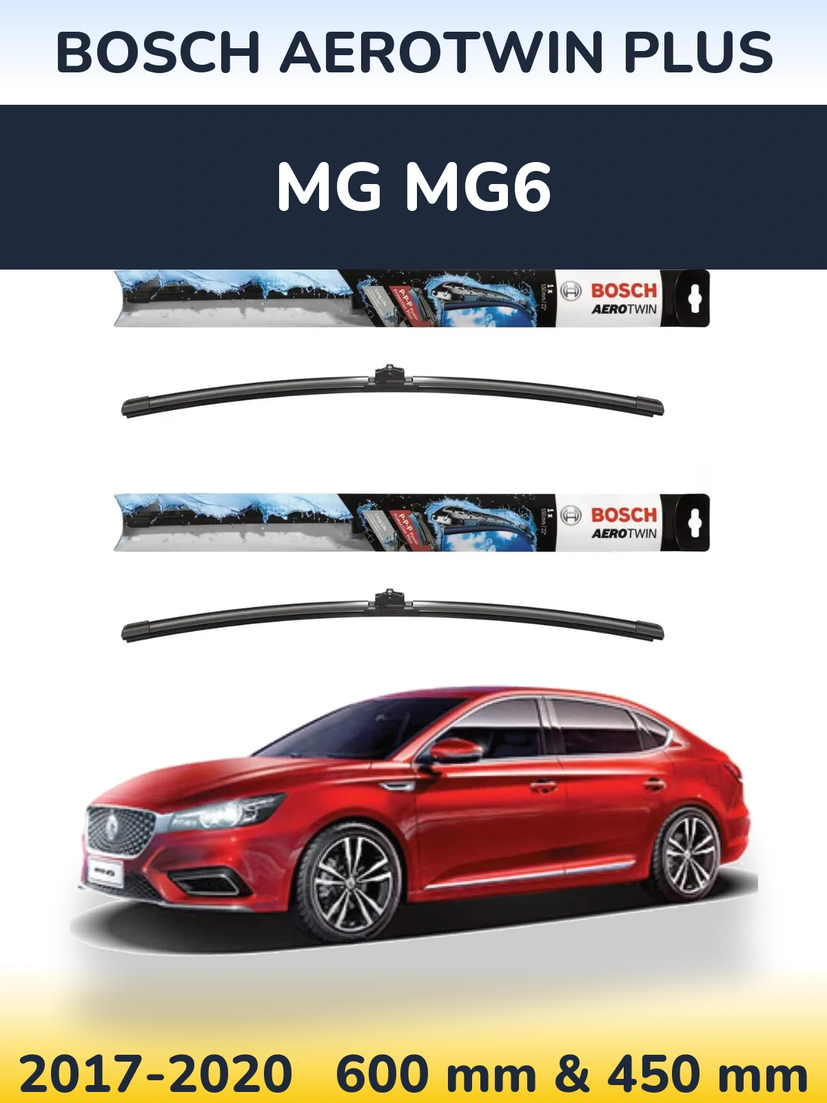 Sada předních stěračů BOSCH AeroTwin Plus 600 a 450 mm pro MG MG6 2017-2020