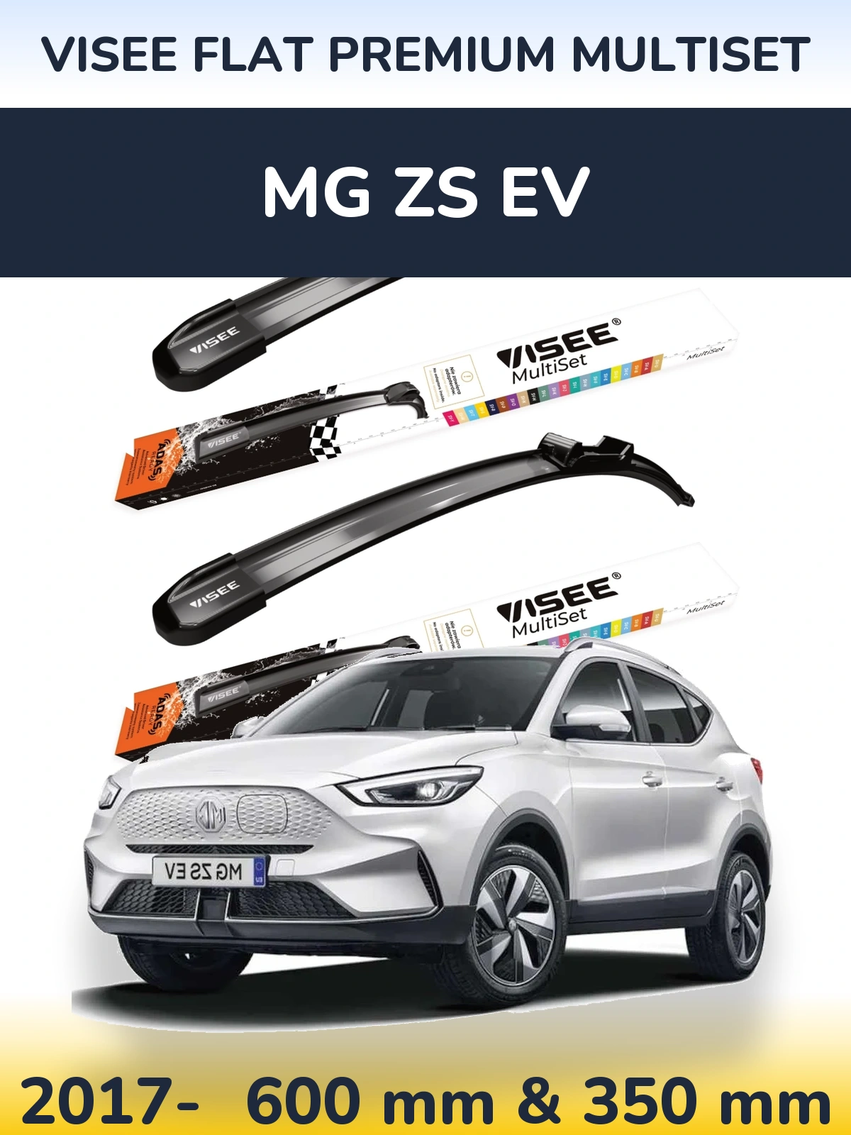 Sada předních stěračů VISEE FLAT PREMIUM MultiSet 600 a 350 mm pro MG ZS EV 2017-2026
