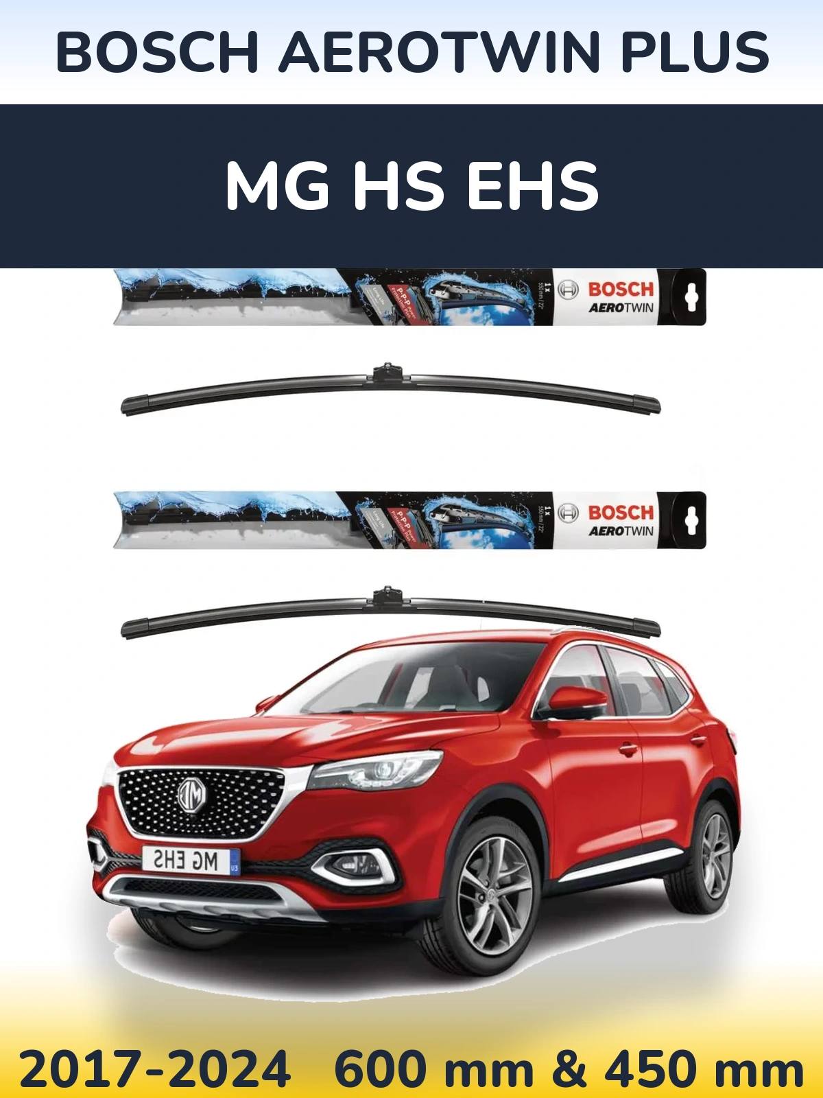 Sada předních stěračů BOSCH AeroTwin Plus 600 a 450 mm pro MG HS eHS 2017-2024