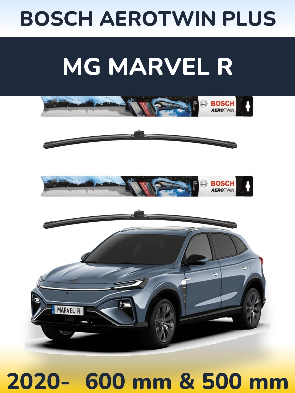 Sada předních stěračů BOSCH AeroTwin Plus 600 a 500 mm pro MG Marvel R 2020-2026
