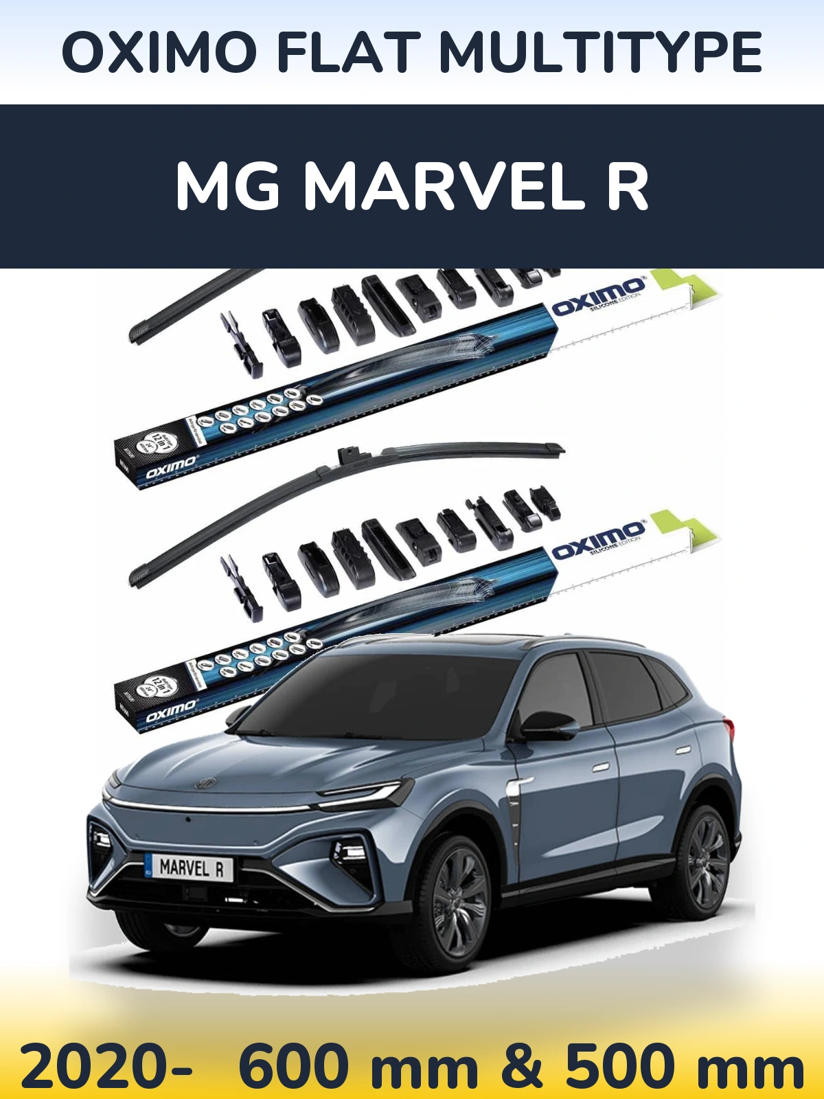 Комплект передніх щіток Oximo Flat MultiТипe 600 & 500 мм для MG Marvel R 2020-2026