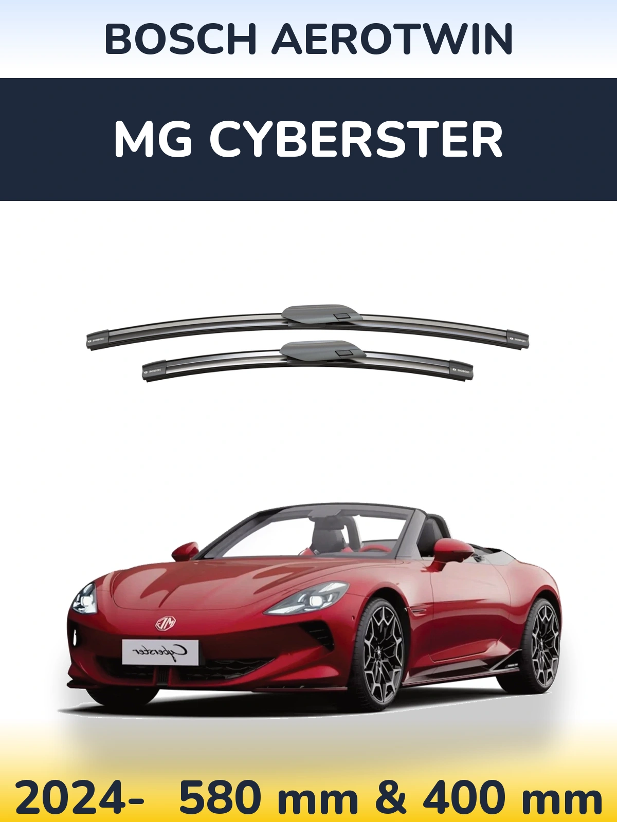 Sada předních stěračů BOSCH AeroTwin 580 a 400 mm pro MG Cyberster 2024-2026