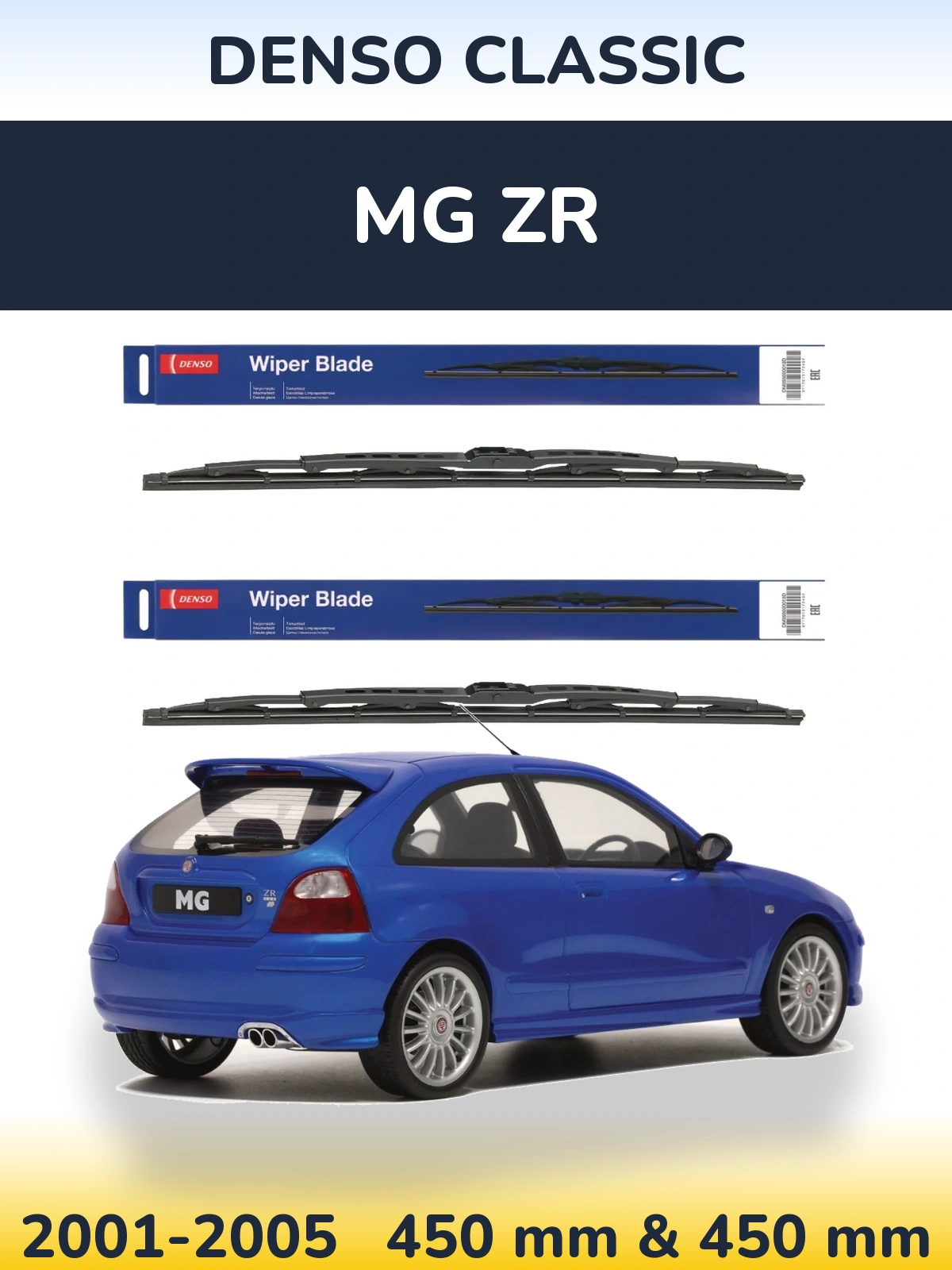 Sada předních stěračů Denso Classic 450 a 450 mm pro MG ZR 2001-2005