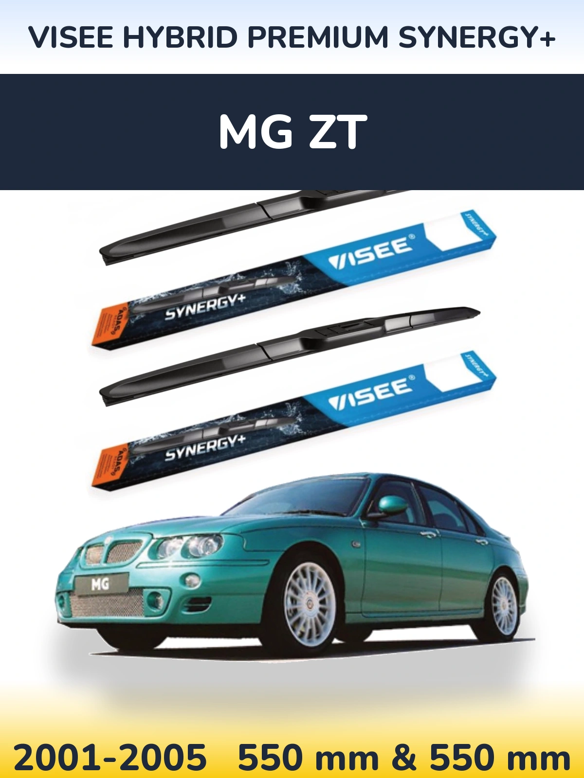 Sada předních stěračů VISEE HYBRID PREMIUM SYNERGY+ 550 a 550 mm pro MG ZT 2001-2005