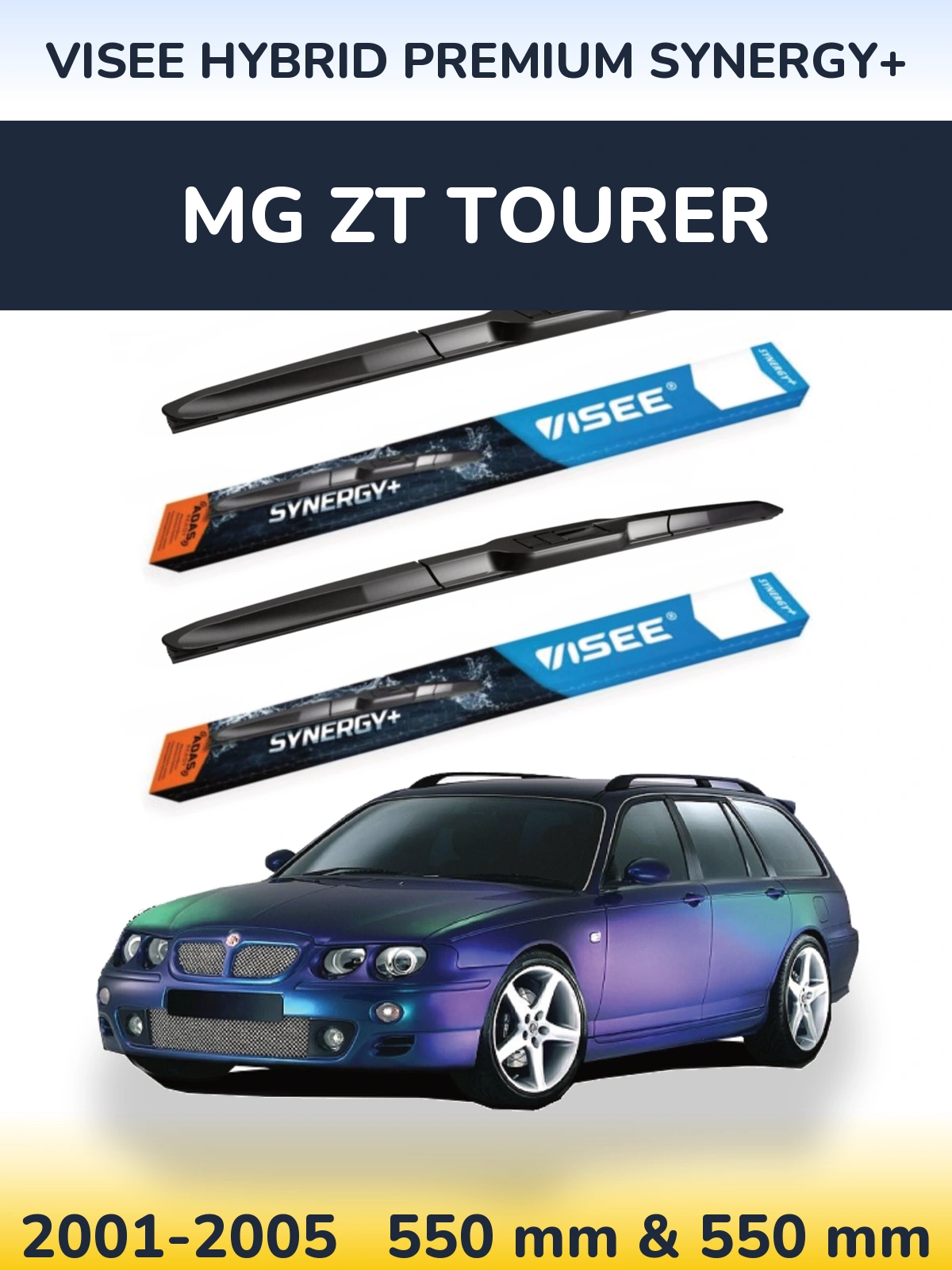 Sada předních stěračů VISEE HYBRID PREMIUM SYNERGY+ 550 a 550 mm pro MG ZT Tourer 2001-2005