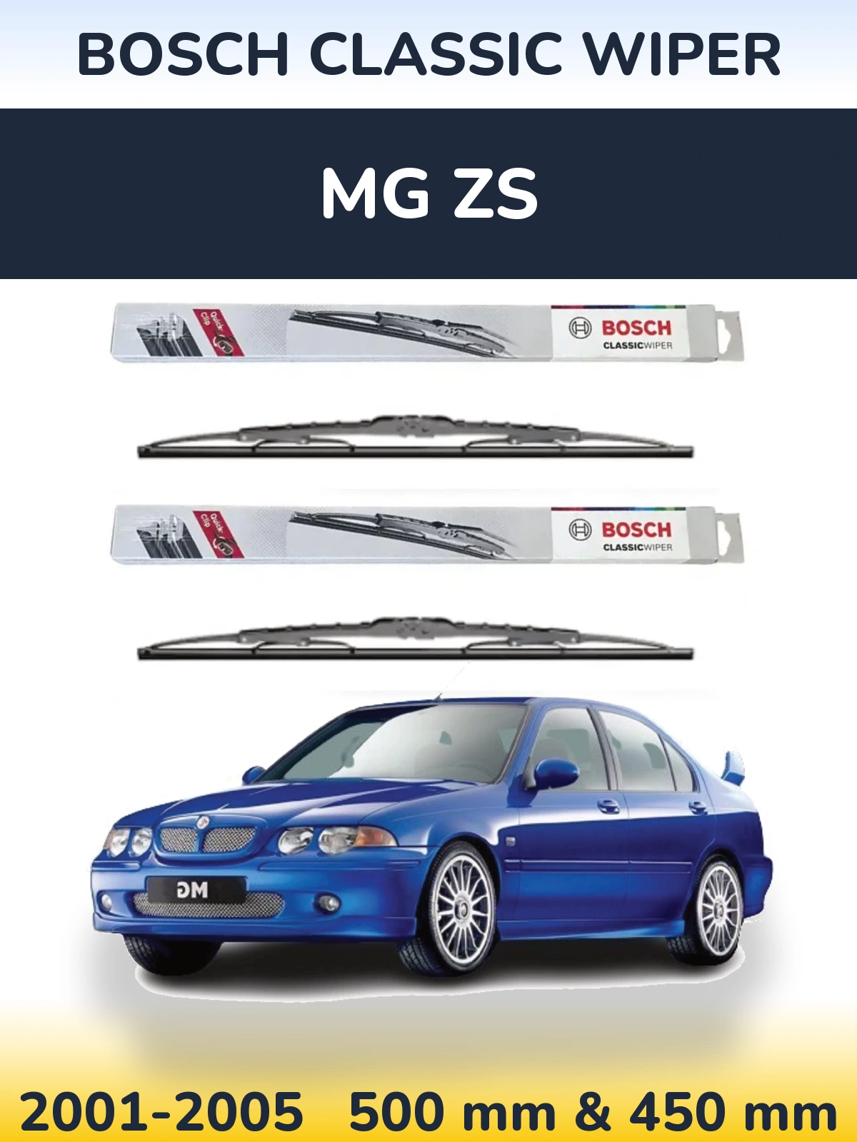 Sada předních stěračů BOSCH Classic Wiper 500 a 450 mm pro MG ZS 2001-2005