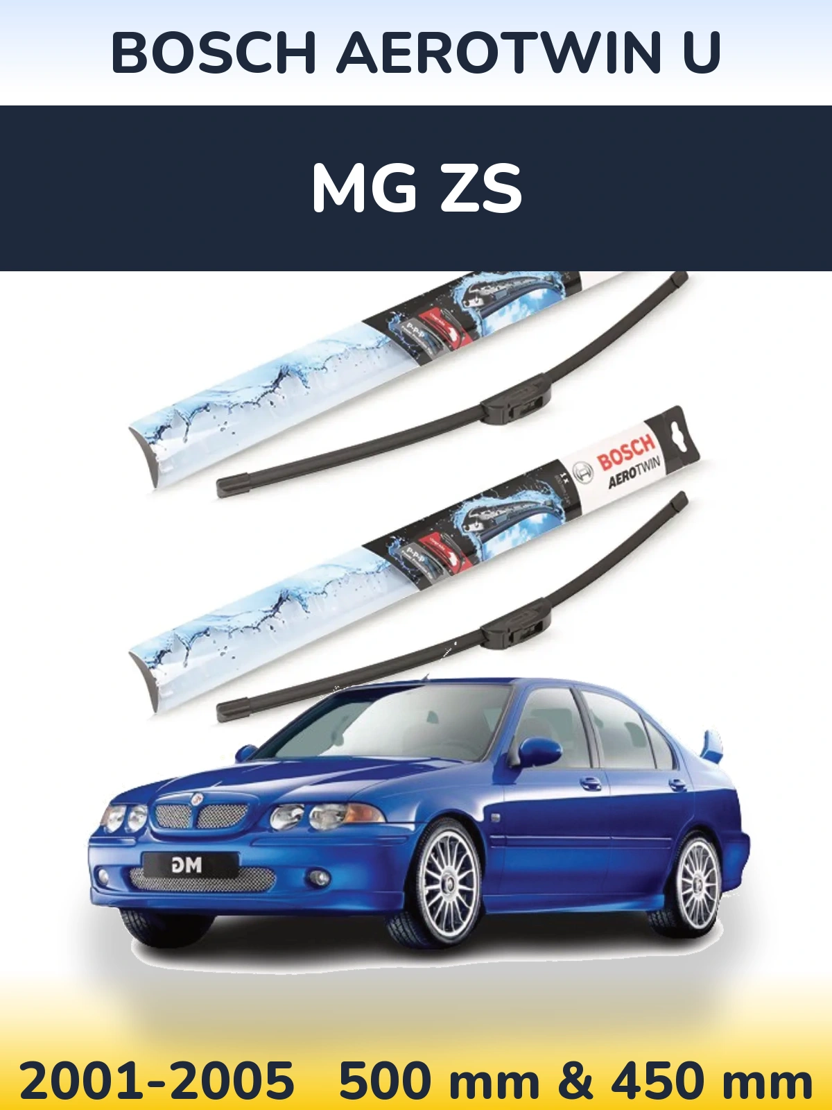 Sada předních stěračů BOSCH AeroTwin U 500 a 450 mm pro MG ZS 2001-2005