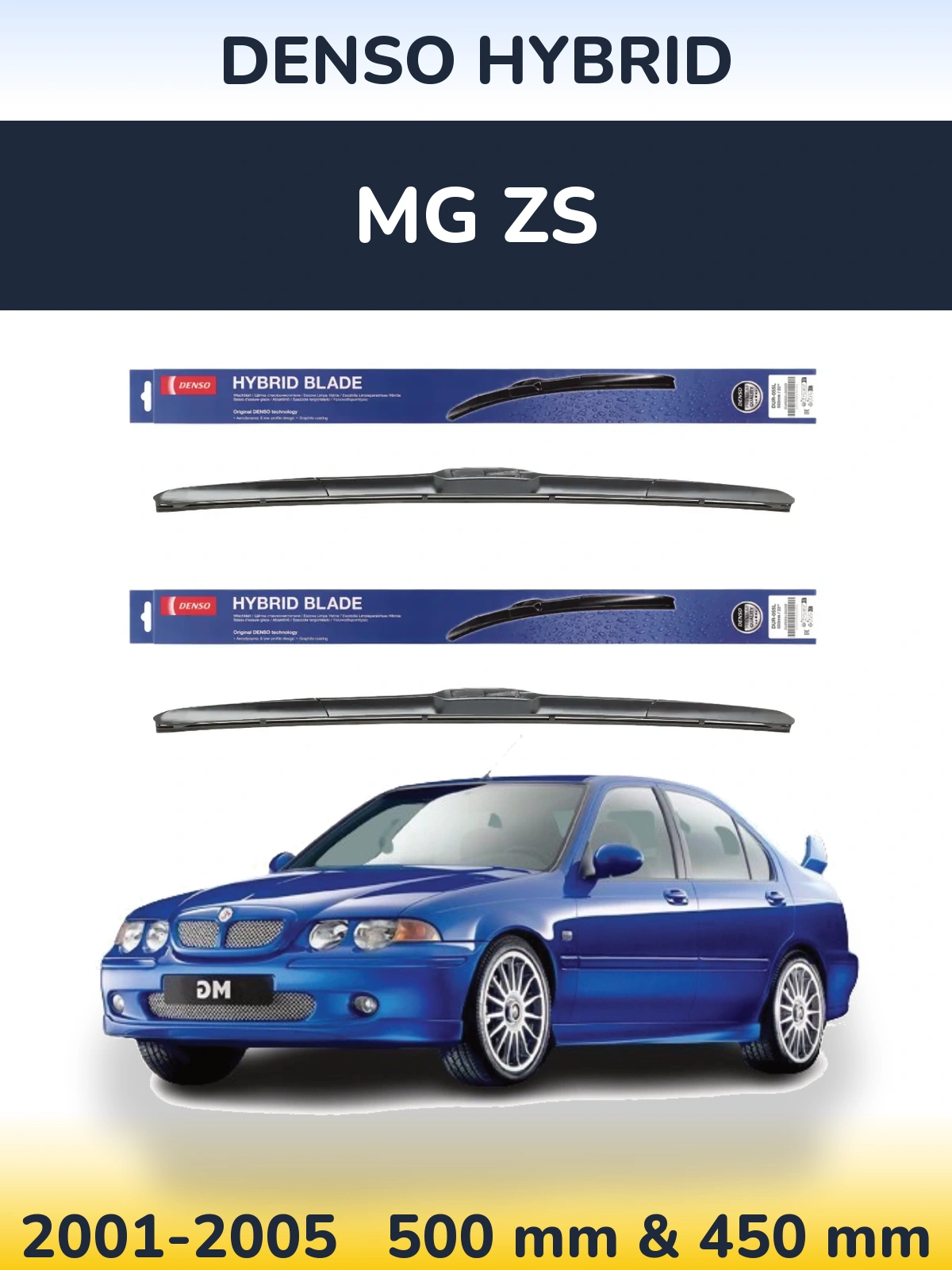 Sada předních stěračů Denso Hybrid 500 a 450 mm pro MG ZS 2001-2005