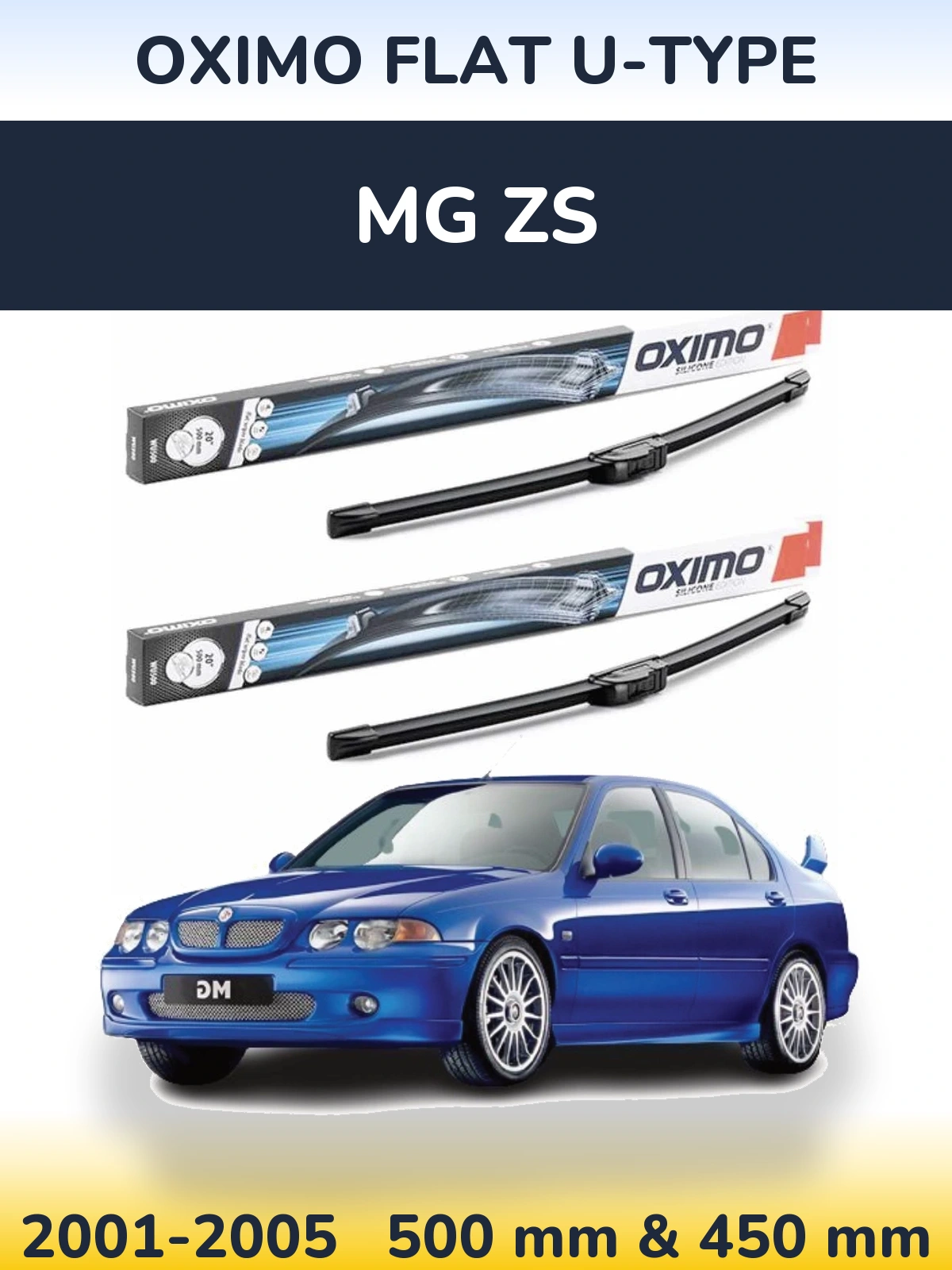 Sada předních stěračů Oximo Flat U-type 500 a 450 mm pro MG ZS 2001-2005