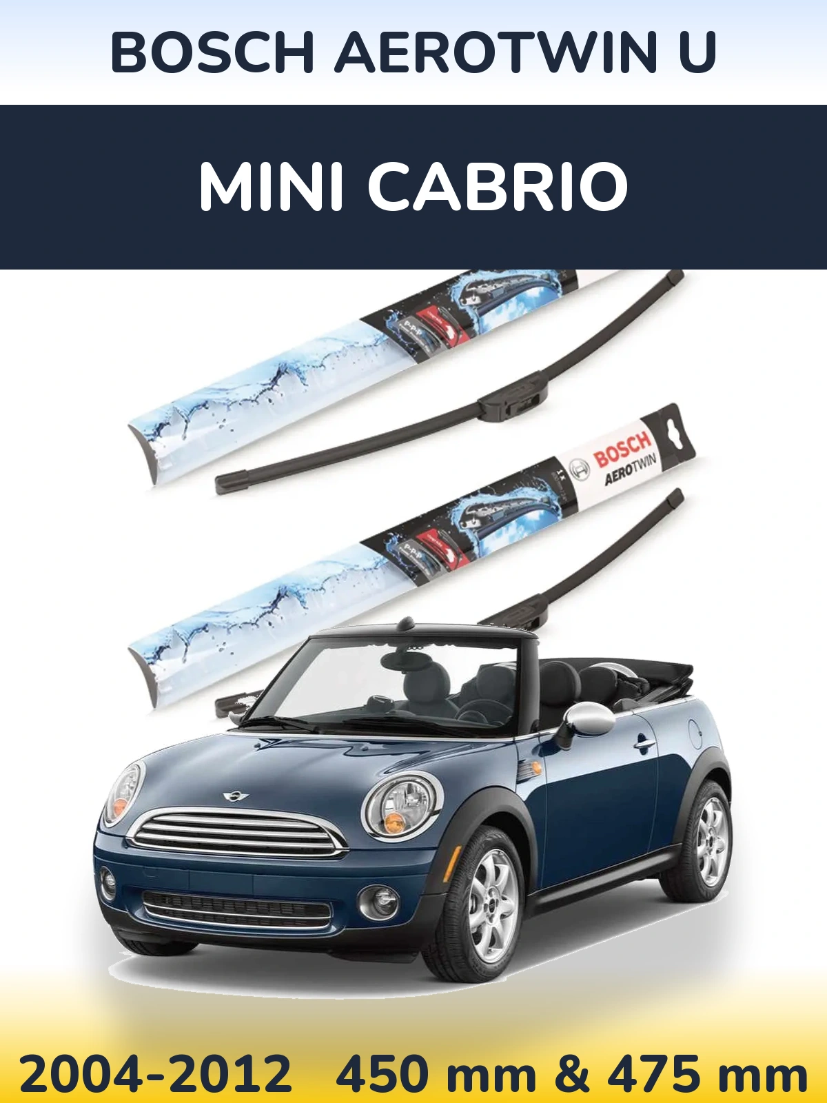 Sada předních stěračů BOSCH AeroTwin U 450 a 475 mm pro MINI Cabrio 2004-2012