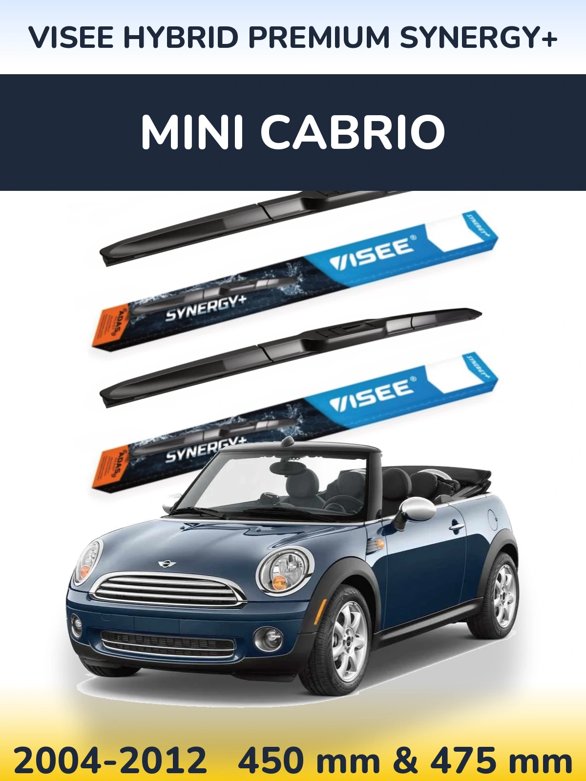 Комплект передніх щіток VISEE HYBRID PREMIUM SYNERGY+ 450 & 475 мм для MINI Cabrio 2004-2012