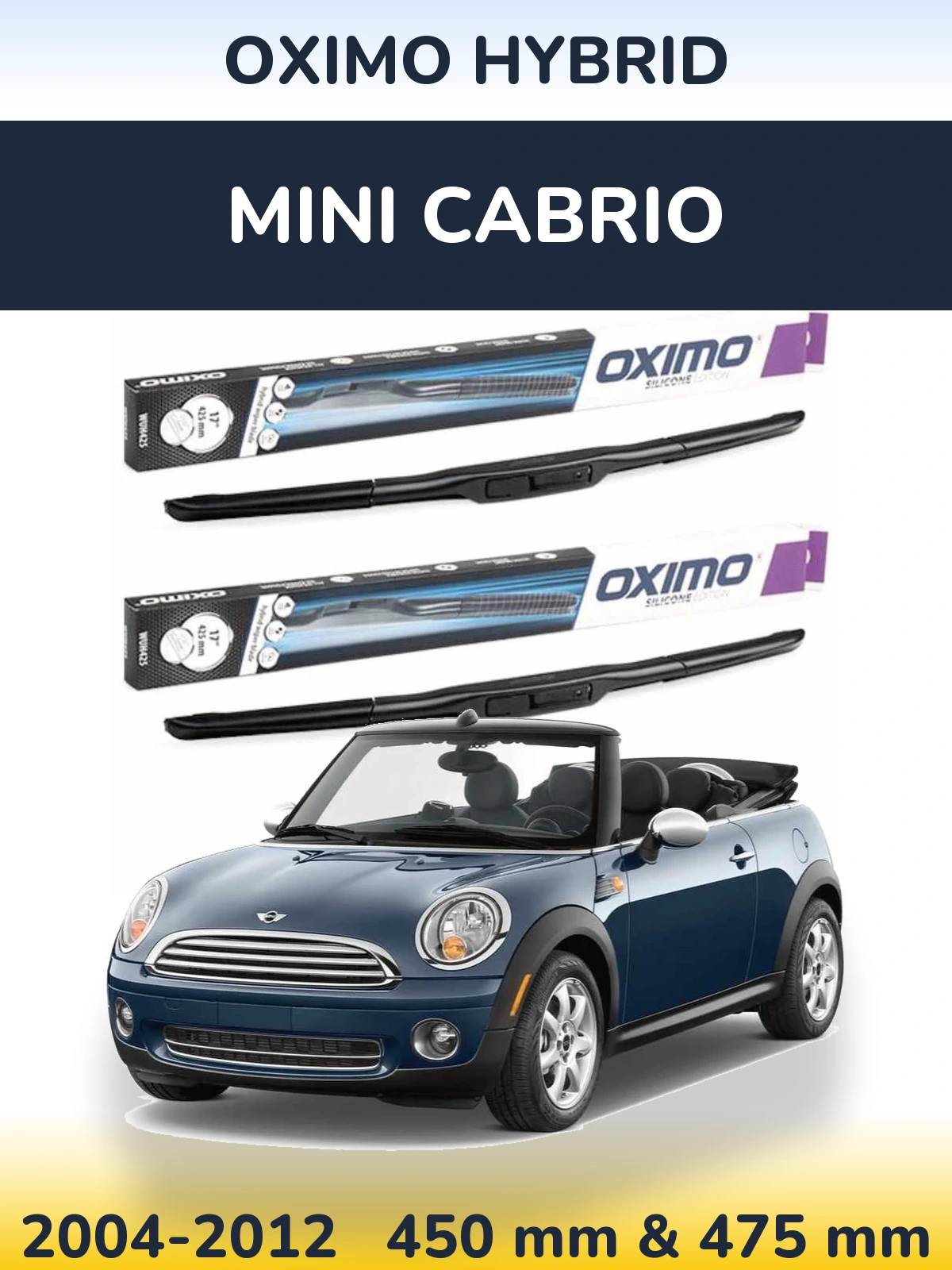 Sada předních stěračů Oximo Hybrid 450 a 475 mm pro MINI Cabrio 2004-2012