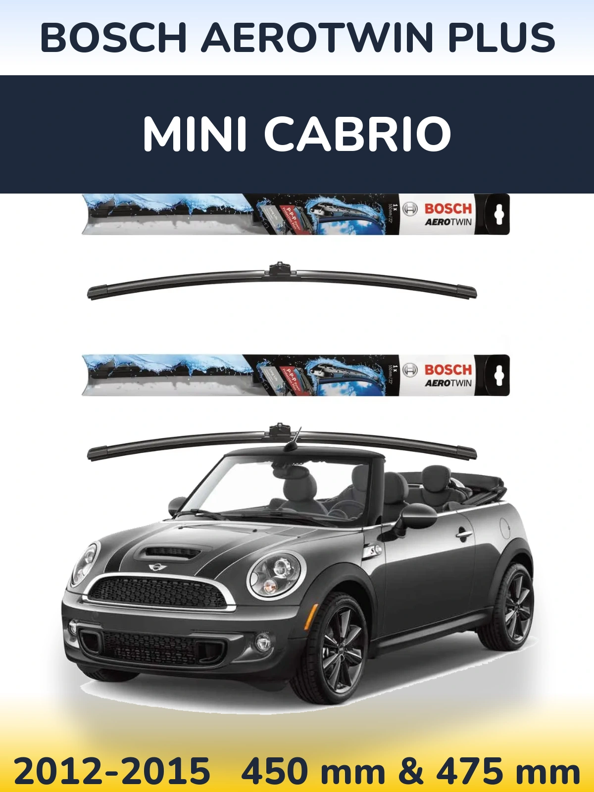 Sada předních stěračů BOSCH AeroTwin Plus 450 a 475 mm pro MINI Cabrio 2012-2015
