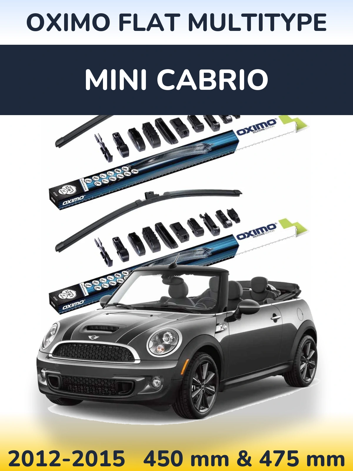 Sada předních stěračů Oximo Flat MultiType 450 a 475 mm pro MINI Cabrio 2012-2015
