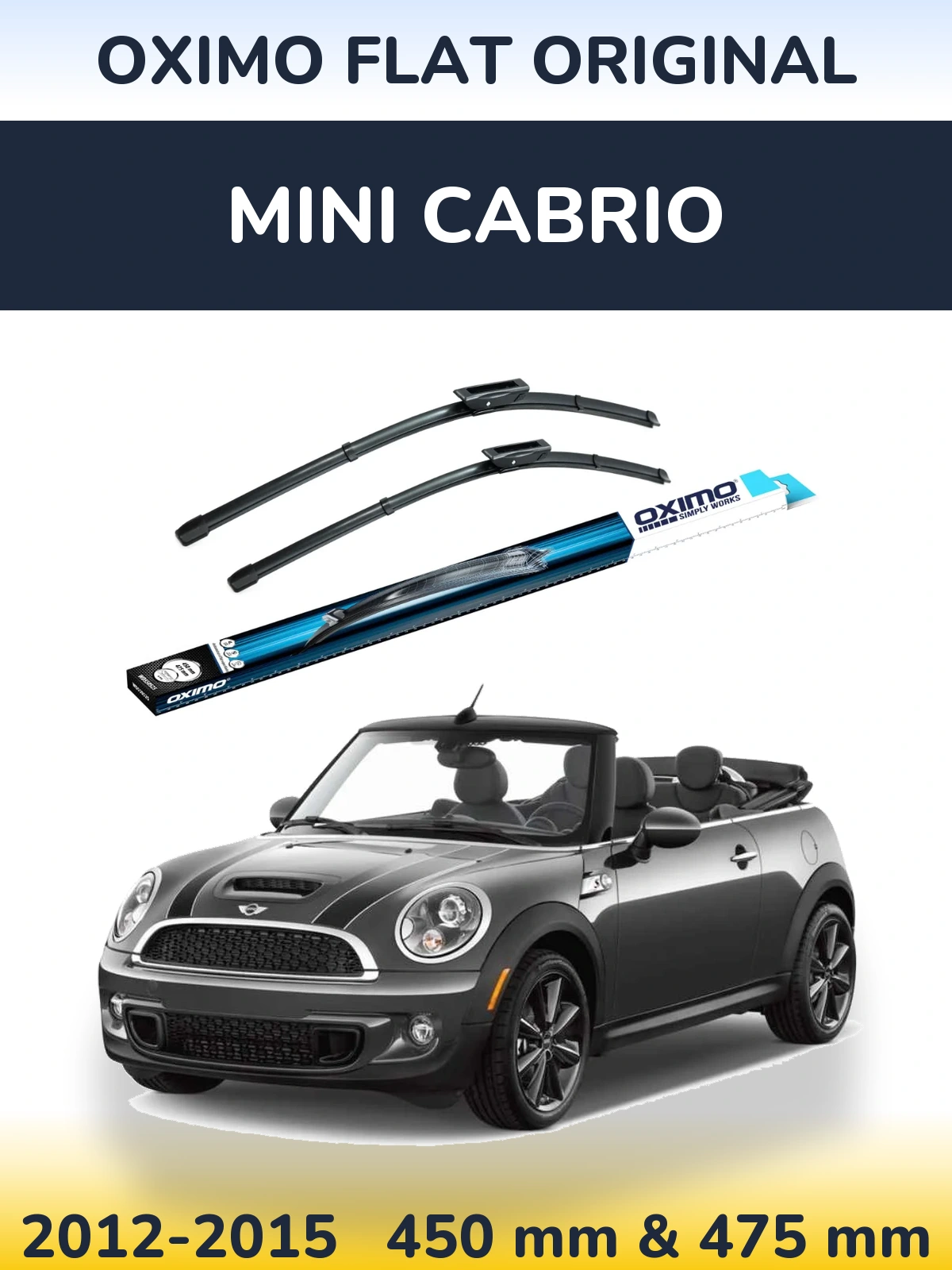 Sada předních stěračů Oximo Flat Original 450 a 475 mm pro MINI Cabrio 2012-2015
