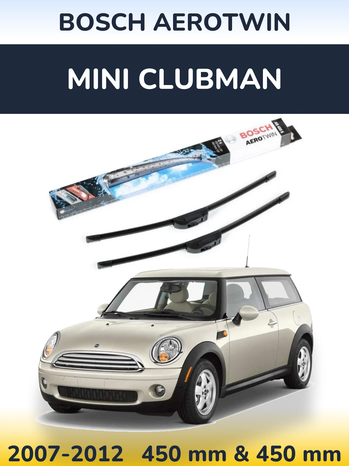 Sada předních stěračů BOSCH AeroTwin 450 a 450 mm pro MINI Clubman 2007-2012