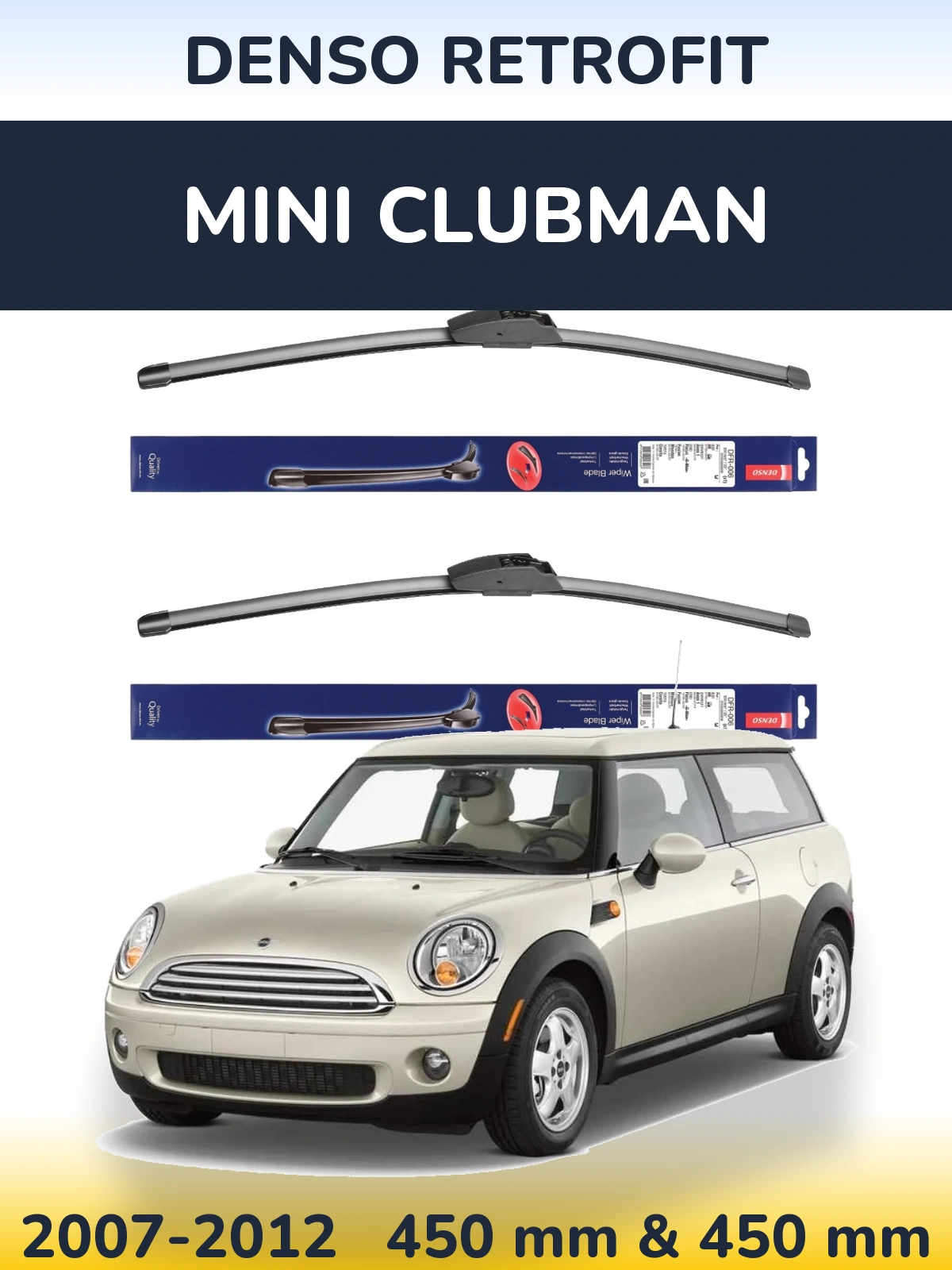 Sada předních stěračů Denso Retrofit 450 a 450 mm pro MINI Clubman 2007-2012