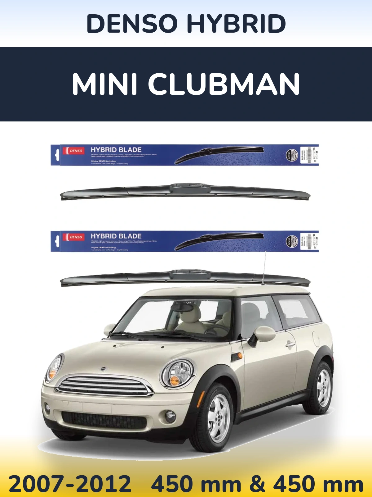 Sada předních stěračů Denso Hybrid 450 a 450 mm pro MINI Clubman 2007-2012