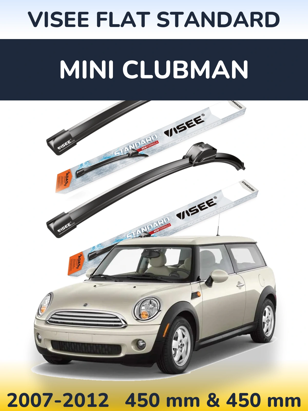Sada předních stěračů VISEE FLAT STANDARD 450 a 450 mm pro MINI Clubman 2007-2012