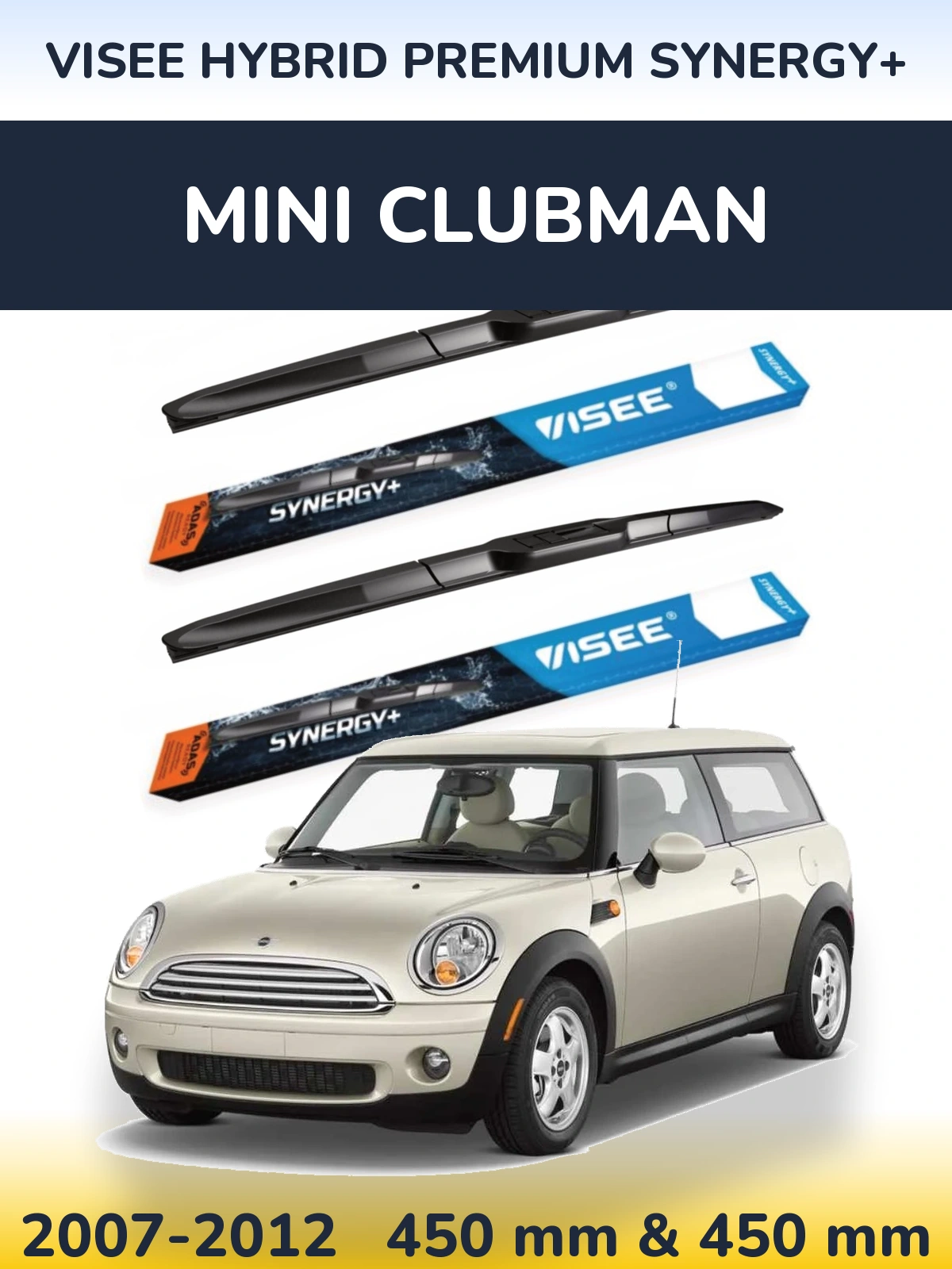 Sada předních stěračů VISEE HYBRID PREMIUM SYNERGY+ 450 a 450 mm pro MINI Clubman 2007-2012
