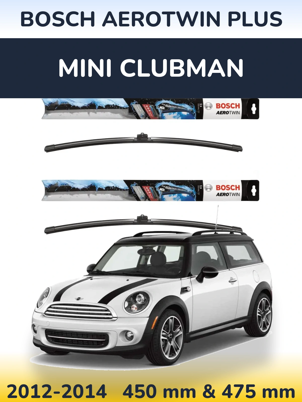 Sada předních stěračů BOSCH AeroTwin Plus 450 a 475 mm pro MINI Clubman 2012-2014