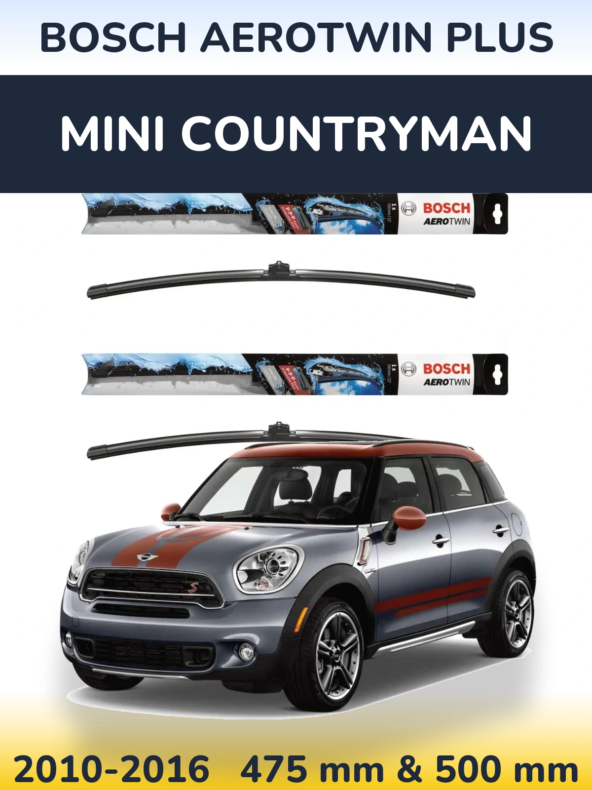 Sada předních stěračů BOSCH AeroTwin Plus 475 a 500 mm pro MINI Countryman 2010-2016