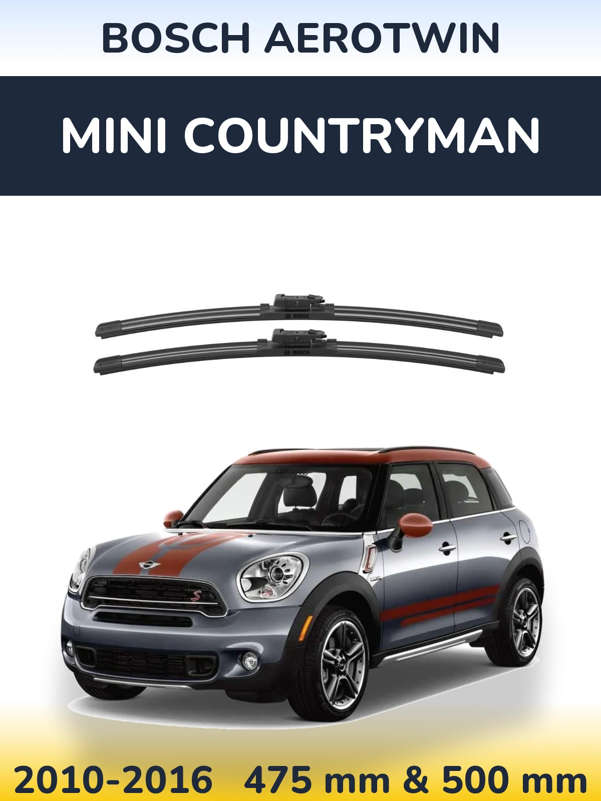 Sada předních stěračů BOSCH AeroTwin 475 a 500 mm pro MINI Countryman 2010-2016