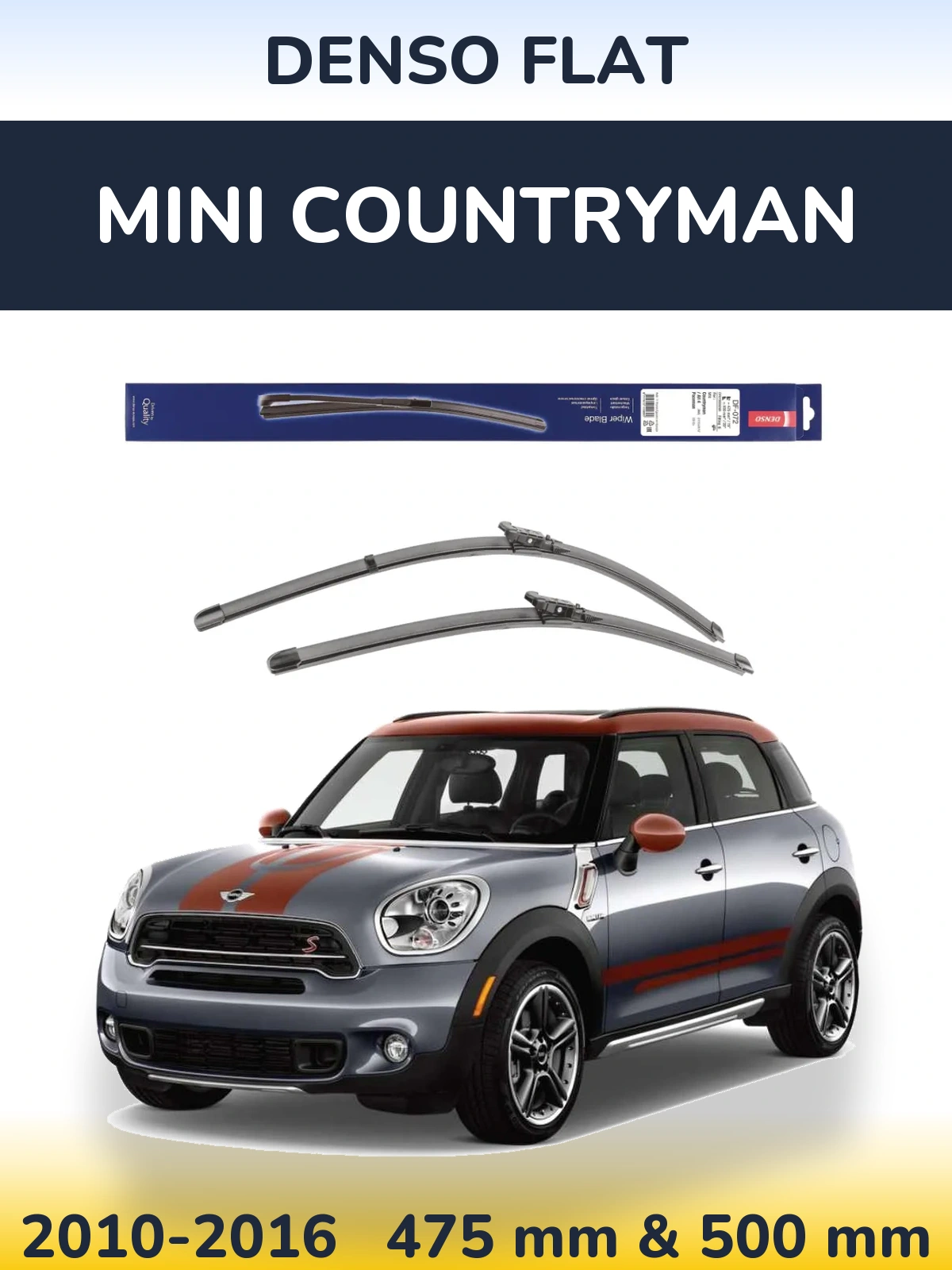 Sada předních stěračů Denso Flat 475 a 500 mm pro MINI Countryman 2010-2016