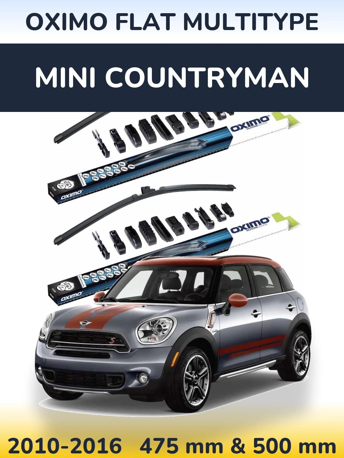Sada předních stěračů Oximo Flat MultiType 475 a 500 mm pro MINI Countryman 2010-2016