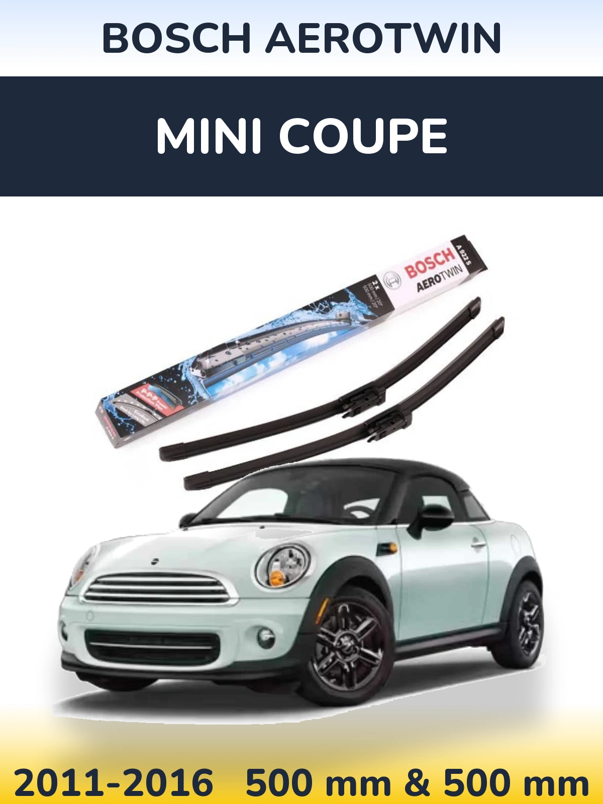 Sada předních stěračů BOSCH AeroTwin 500 a 500 mm pro MINI Coupe 2011-2016