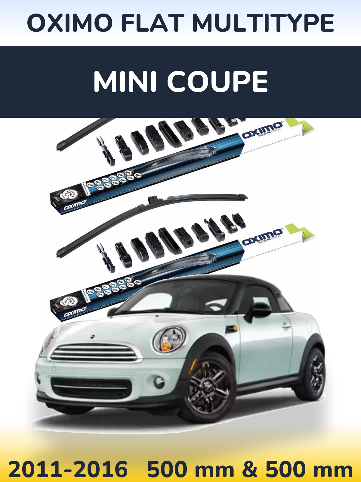 Sada předních stěračů Oximo Flat MultiType 500 a 500 mm pro MINI Coupe 2011-2016