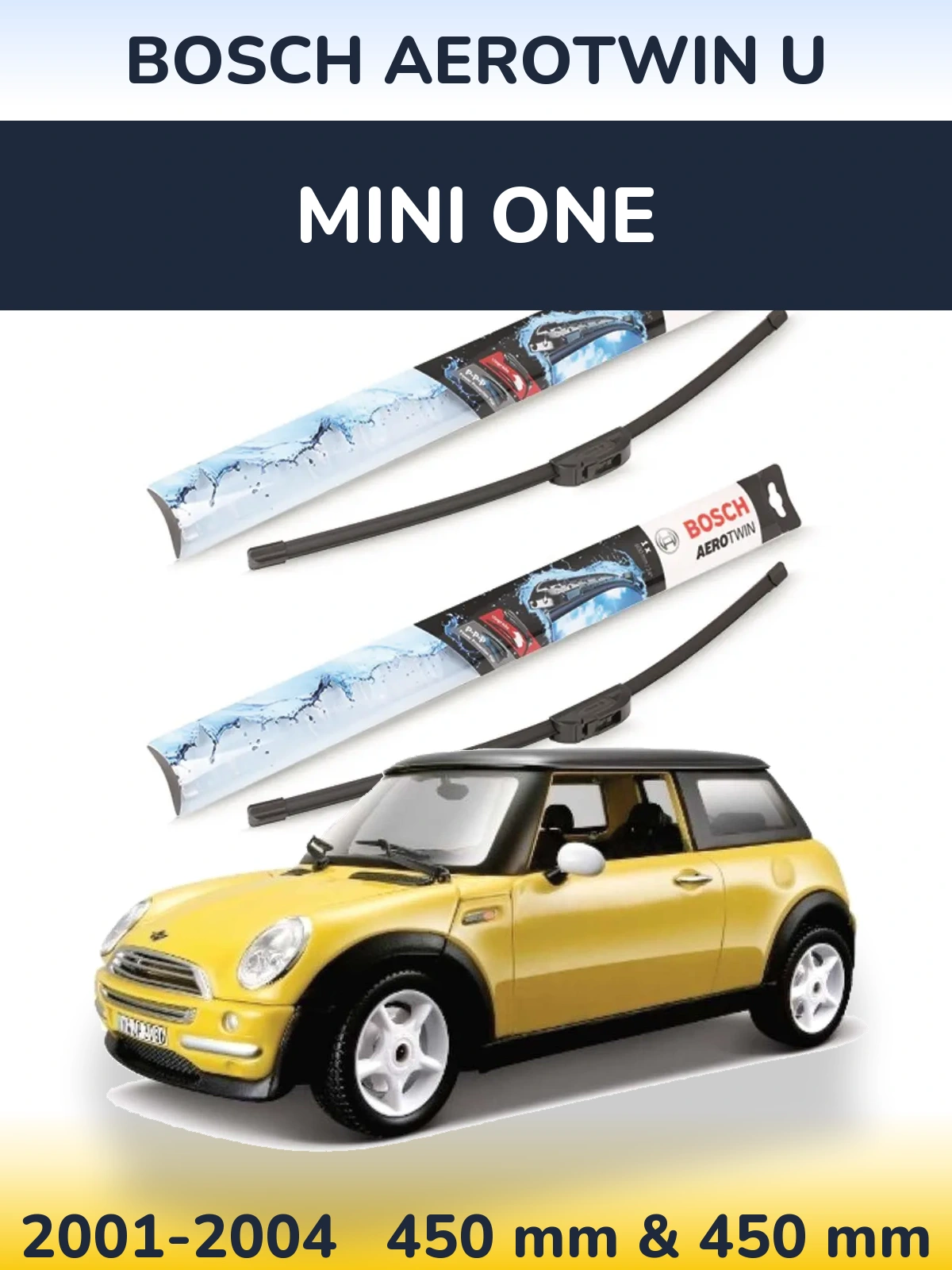 Sada předních stěračů BOSCH AeroTwin U 450 a 450 mm pro MINI One 2001-2004