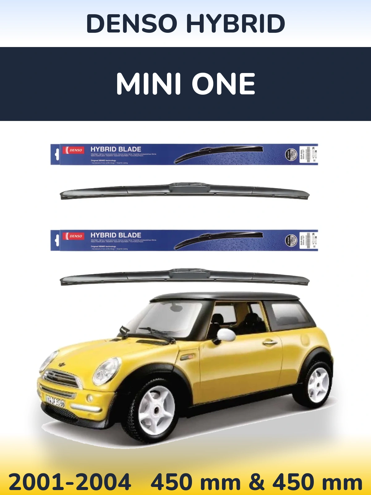 Sada předních stěračů Denso Hybrid 450 a 450 mm pro MINI One 2001-2004